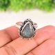Handmade Silver Plated Ring with Pear Shaped Labradorite Gemstone for Women